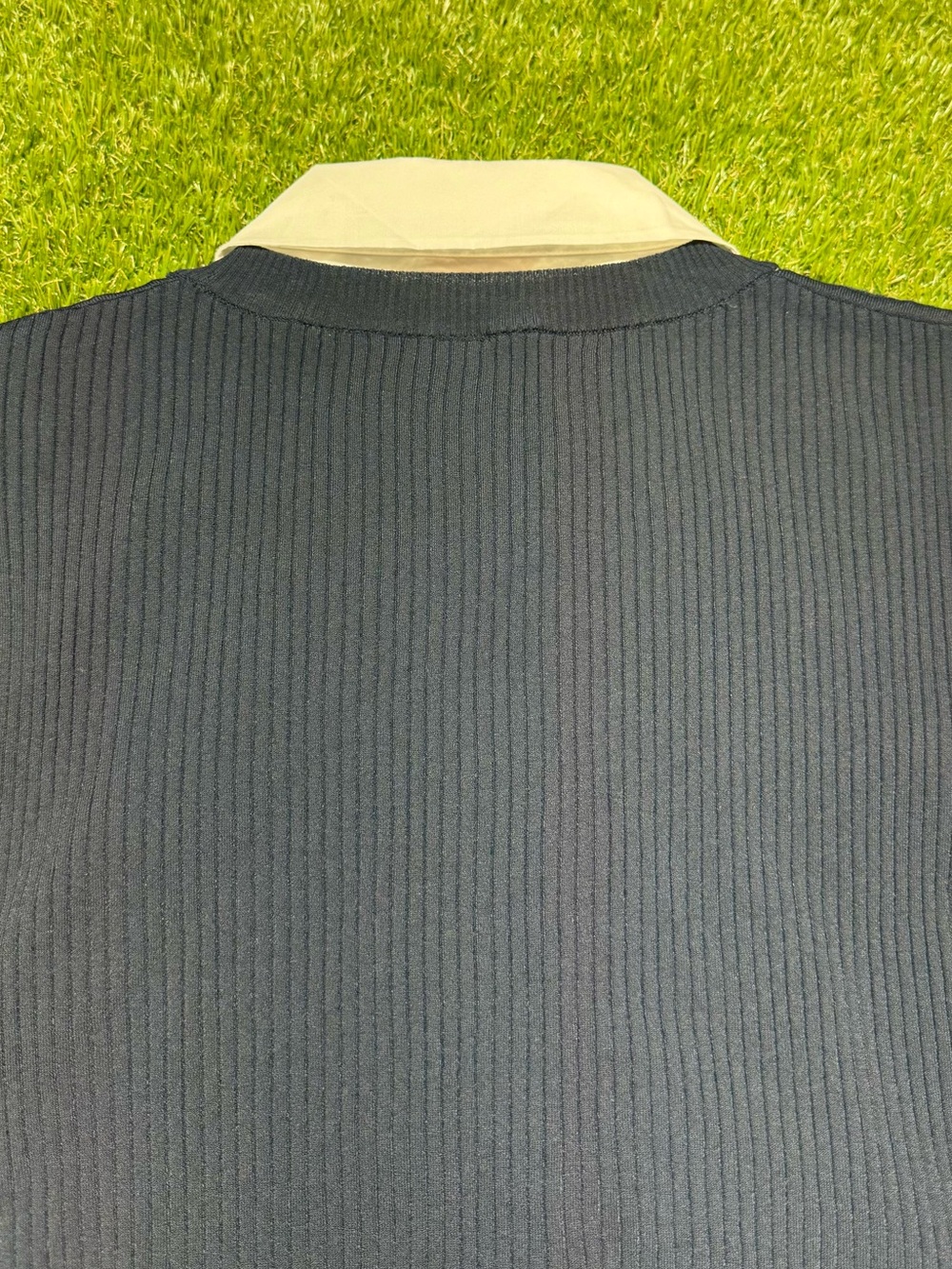 NWT Tory Burch Poplin Sleeve Pullover Shirt Women’s Size Medium Navy Blue White - Picture 14 of 15